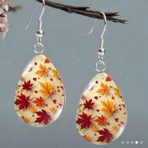 Autumn Leaf Teardrop Earrings